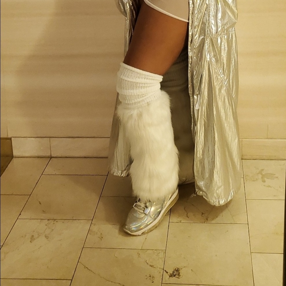 White Faux Fur Leg Warmers